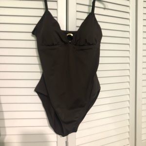 Speedo One Piece Swimsuit Charcoal Brown Size 14